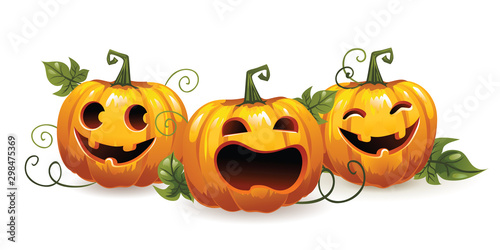 Halloween pumpkins. The main symbol of the Happy Halloween holiday. Horizontal banner for Halloween.