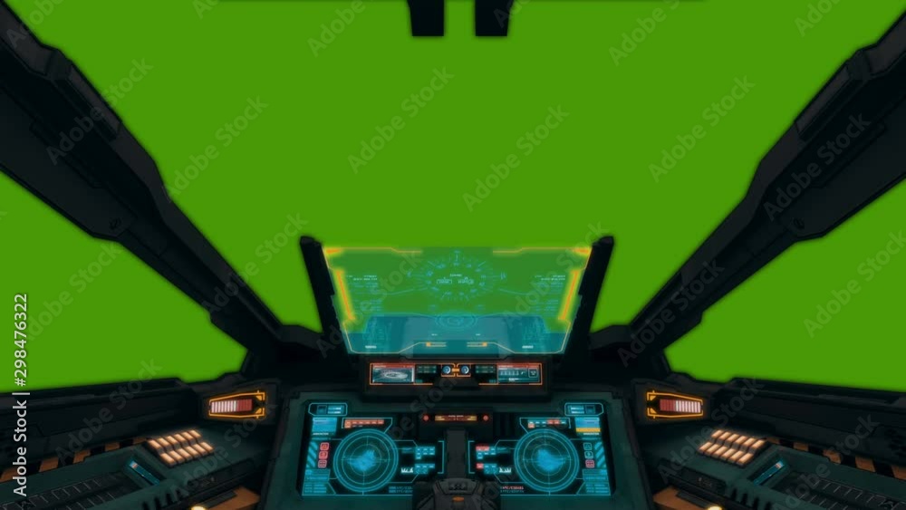 Fake Video Game Sci-fi Spaceship Jump Into Hyperspace To The Green Screen For Keying. Hyper Jumps Into Another Galaxy. Speed Of Light, Neon Glowing Rays In Motion. Moving Through The Stars