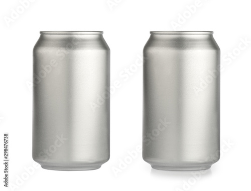 metal aluminum beverage drink can isolated on white background clipping path. photography