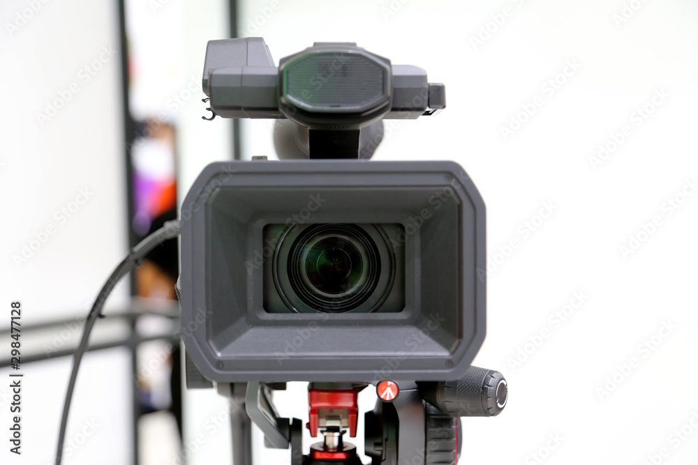 Front view of the Camera filming on a white background.