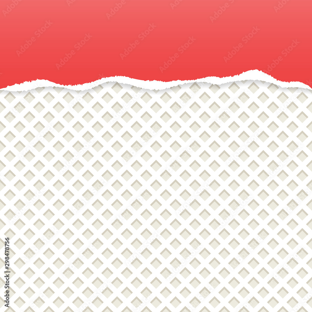 Red ripped paper vector with milk wafer pattern background. Red ripped paper vector with milk wafer pattern background.