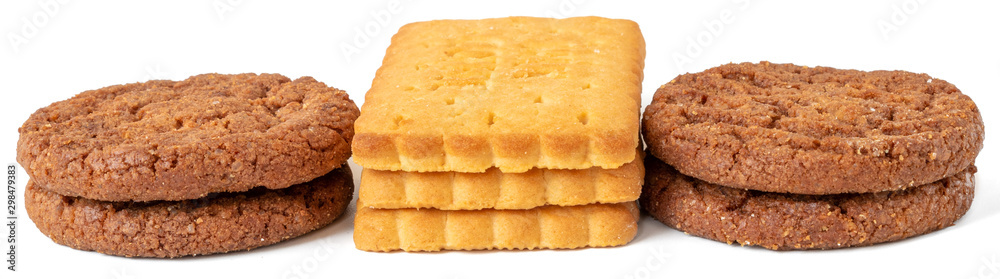 Chocolate chip cookie isolated on white background, Biscuits homemade pastry. Chocolate chip cookie isolated on white background, Biscuits homemade pastry.
