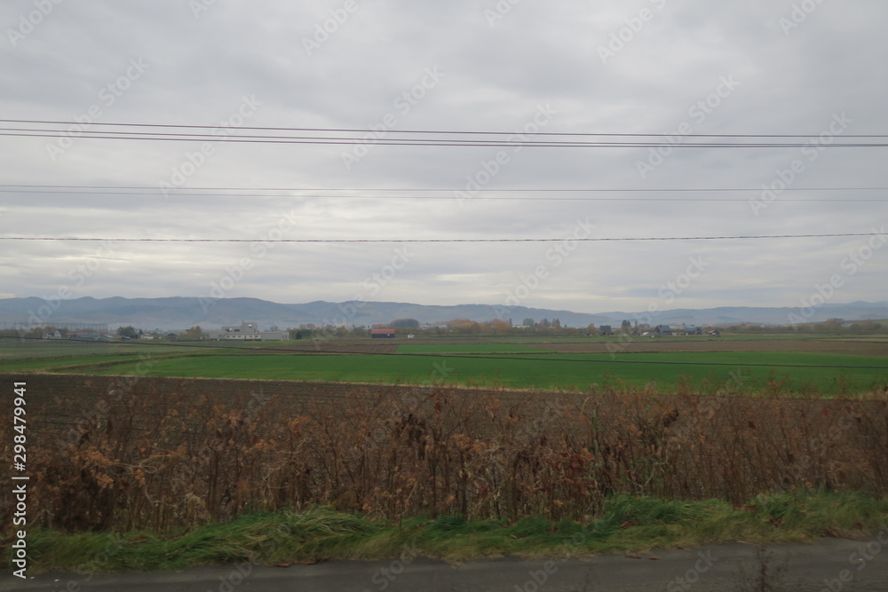 秋の日本国北海道の田舎の畑 秋の日本国北海道の田舎の畑