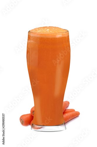 glass of Carrot  juice isolated on white background