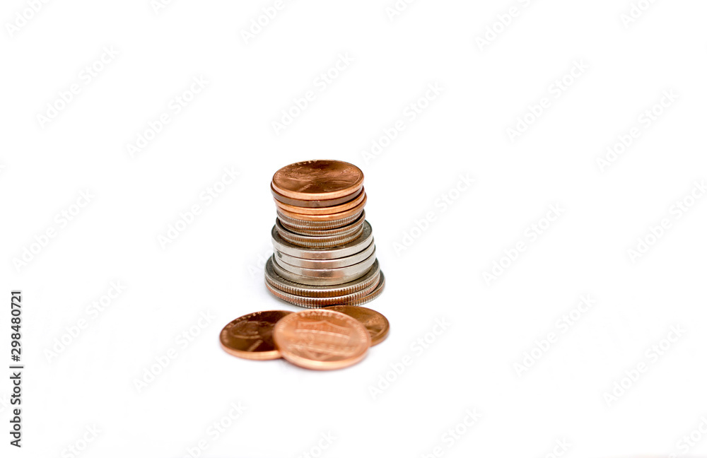 Different coins of USA isolated on the white background Different coins of USA isolated on the white background