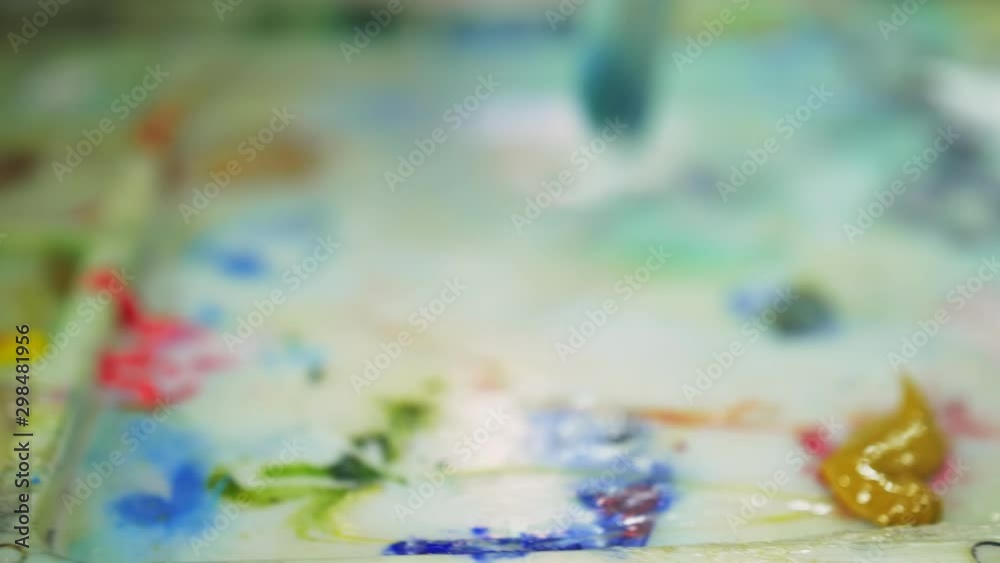 Artist copyist paint seascape with ship in ocean. Craftsman decorator draw as boat sail on blue sea with acrylic oil color. Draw finger, brush, knife. Artist copyist paint seascape with ship in ocean. Craftsman decorator draw as boat sail on blue sea with acrylic oil color. Draw finger, brush, knife.