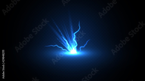 blue holiday neon star with lightning photo