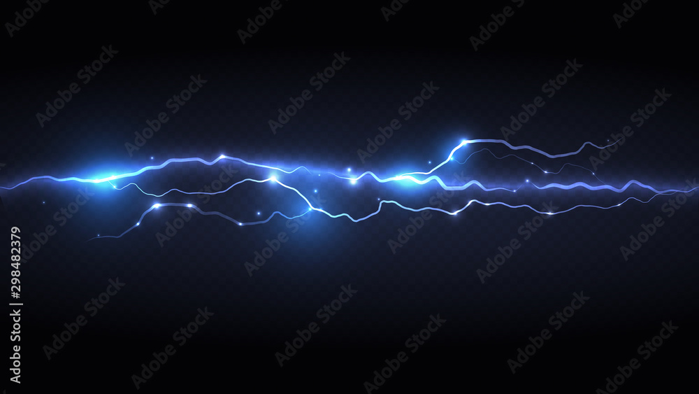 light blue lightning flash - obrazy, fototapety, plakaty 