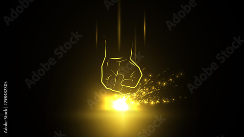 Illustration depicting a powerful blow