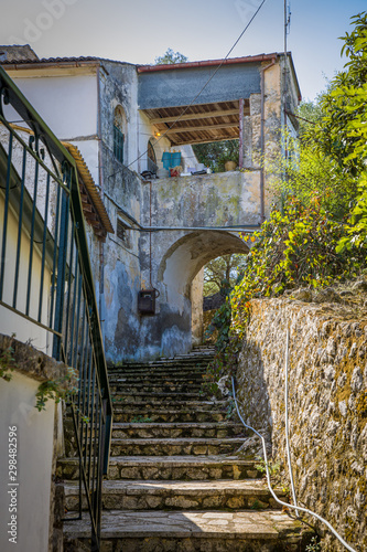 Fototapeta Naklejka Na Ścianę i Meble -  Streets of Kouramades village on the island of Corfu