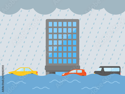 ビルの浸水のイラスト