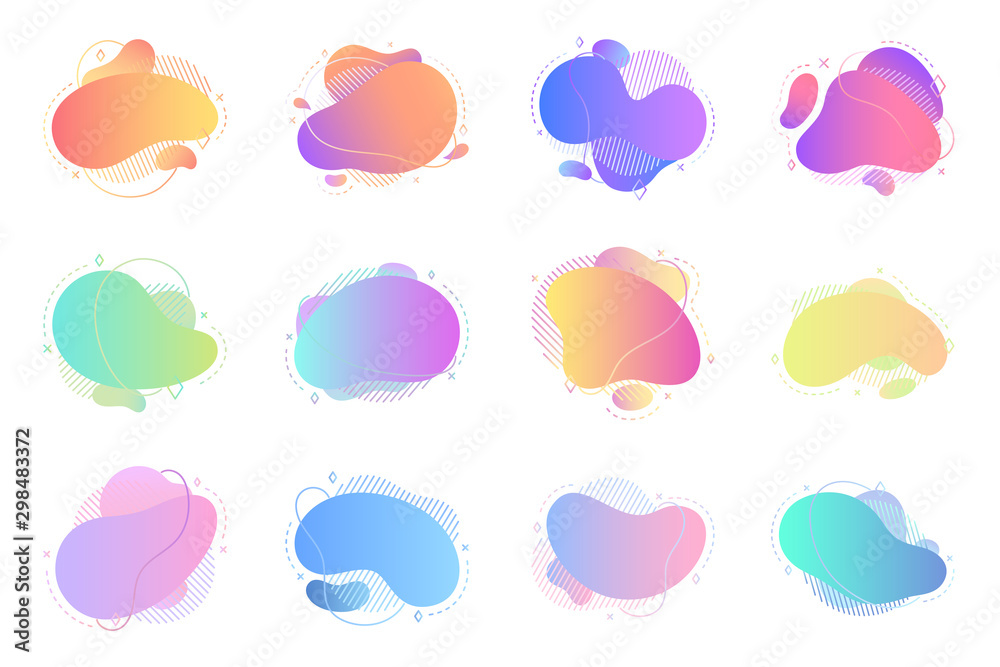 Liquid shape fluid text abstract banner vector set