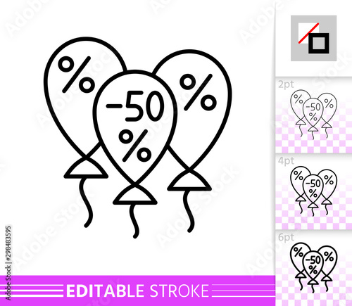 Balloon half price sale clearance line vector icon