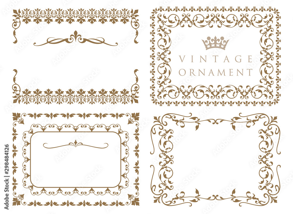 Fototapeta premium ビンテージオーナメントセット13-2