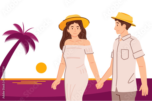Couples go out on a date happily traveling together.