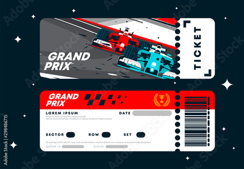 Fototapeta Vector illustration of the entrance ticket design template for the Grand Prix of
