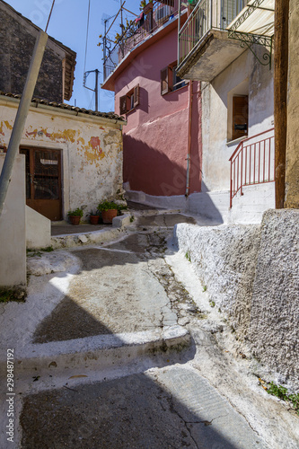 Fototapeta Naklejka Na Ścianę i Meble -  In the streets of Pelekas village on Corfu island