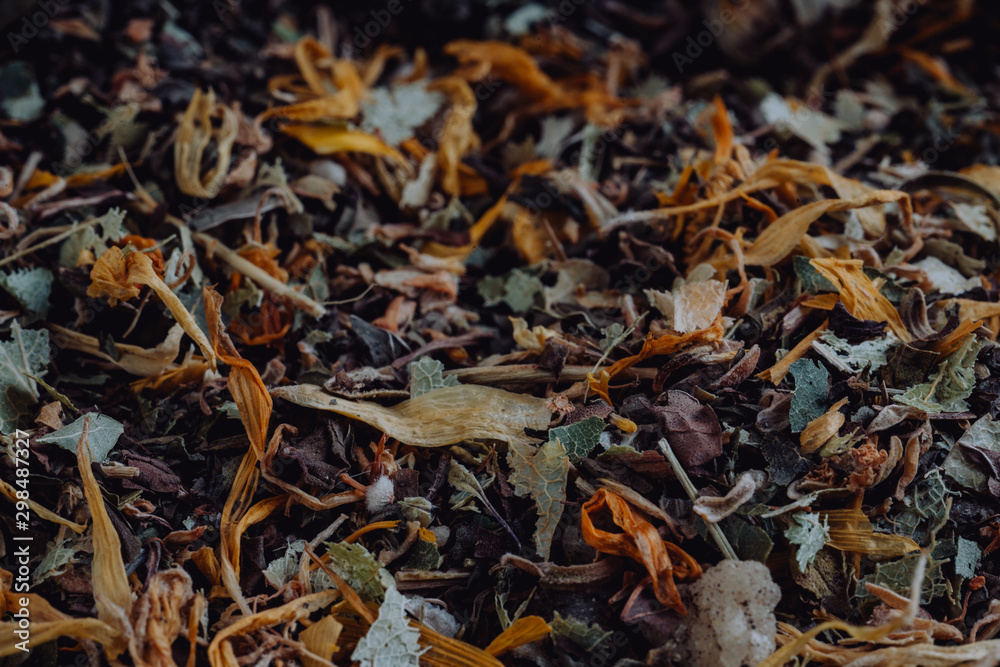 Texture of dry herbal tea with berries and leaves, ingredient drink abstraction background. Texture of dry herbal tea with berries Texture of dry herbal tea with berries and leaves, ingredient drink abstraction background. Texture of dry herbal tea with berries