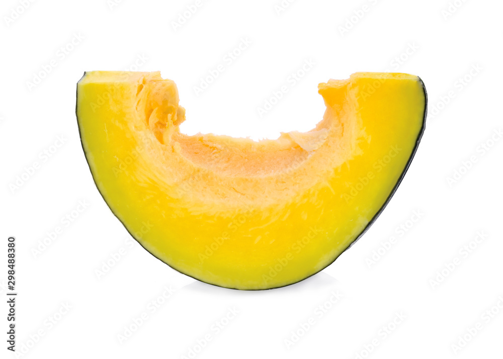 Slice of pumpkin isolated on white background. Slice of pumpkin isolated on white background.
