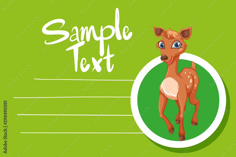 Card template with cute deer