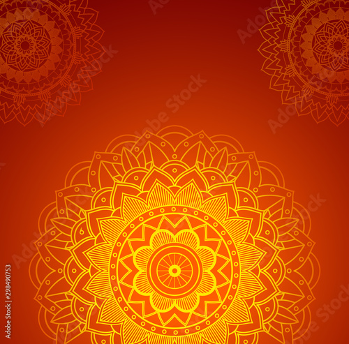Background design with orange mandalas