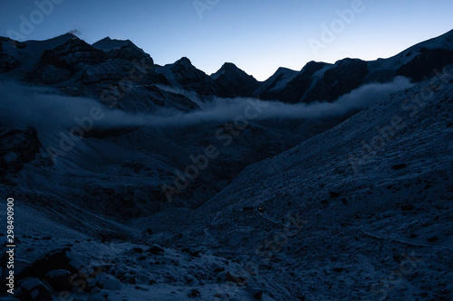 View on Himalaya mountains at early morning during Annapurna Circuit.