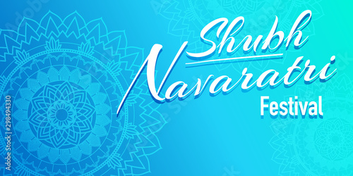 Poster design for Navaratri with mandala pattern in blue