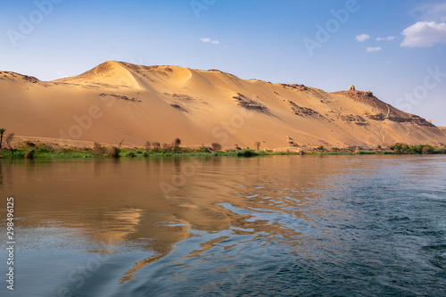 Desert landscape behind river Nile near Aswan, Egypt