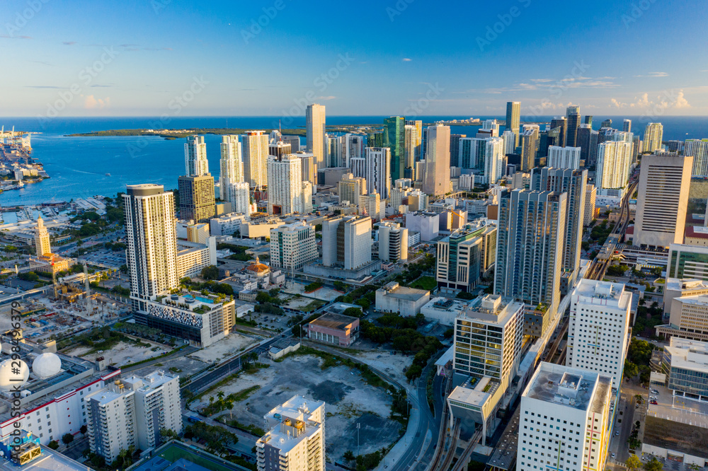 Beautiful aerial landscape city photo Downtown Miami FL USA