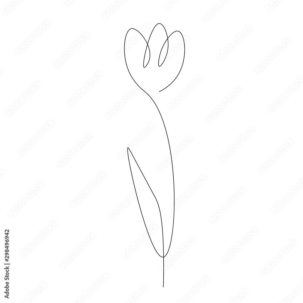 Spring flower line drawing, vector illustration Spring flower line drawing, vector illustration