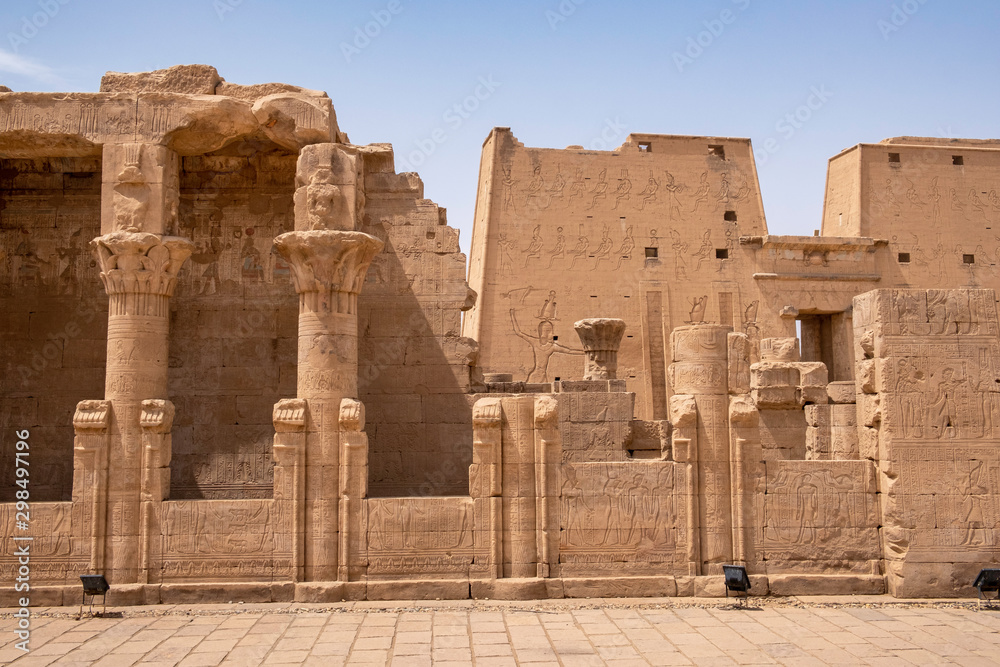 Panoramic view of the Ptolemaic Temple of Horus in Edfu, Egypt