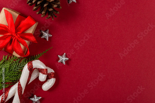 Creative christmas concept. Red background. © Julio Ricco