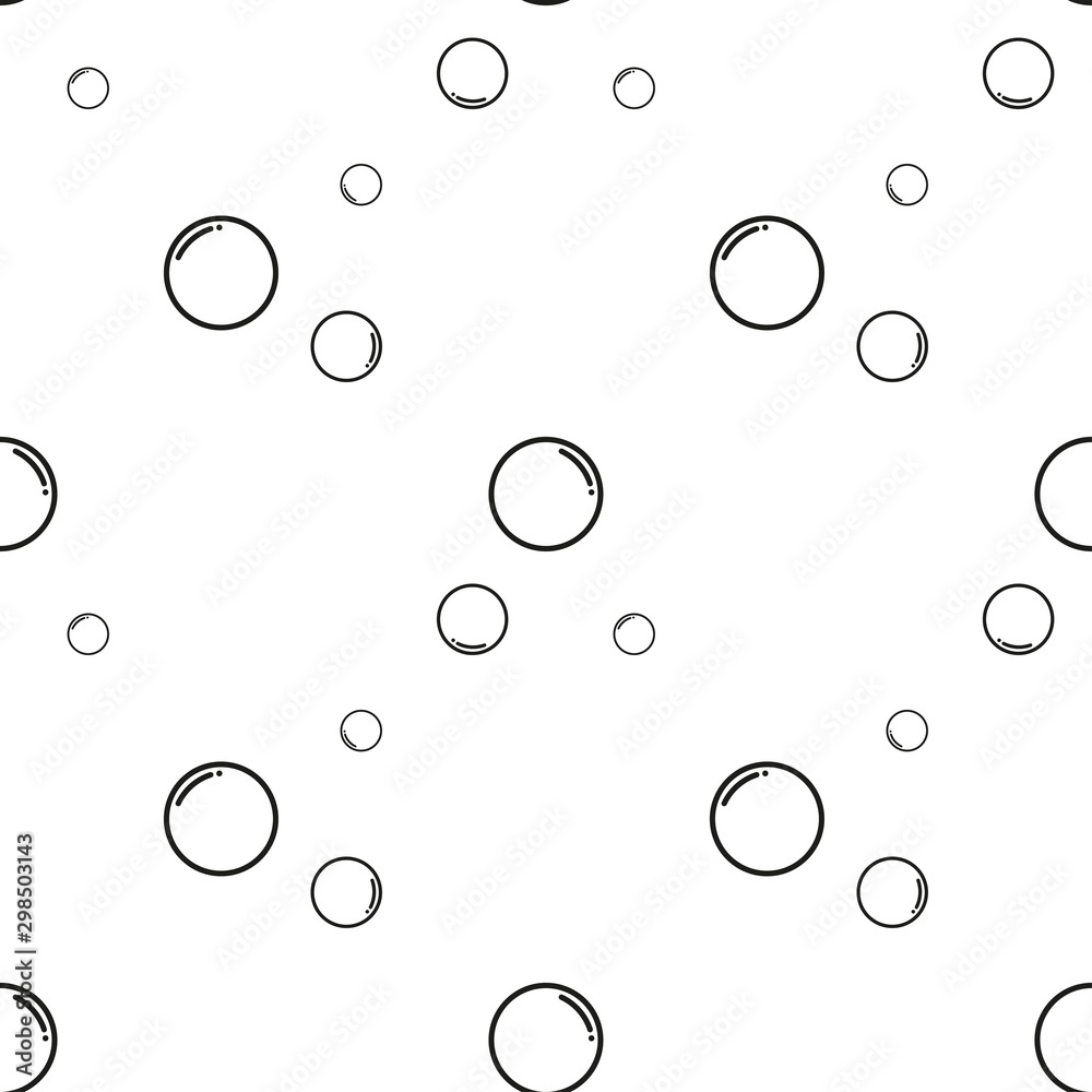 Bubbles line seamless pattern. Water bubbles pattern. Soap vector background. Cleaning or bodycare