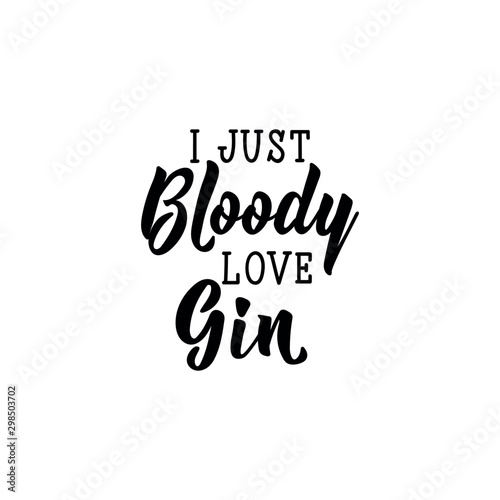 I just bloody love gin. Lettering. calligraphy vector illustration.