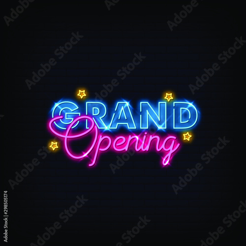 Grand Opening Neon Signs Style Text Vector