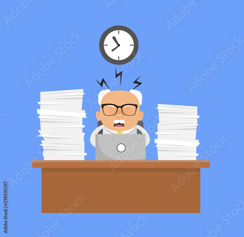 Old Boss Businessman - Frustrated from Office Work