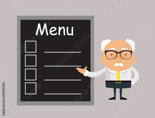 Old Boss Businessman - Presenting Menu List photo