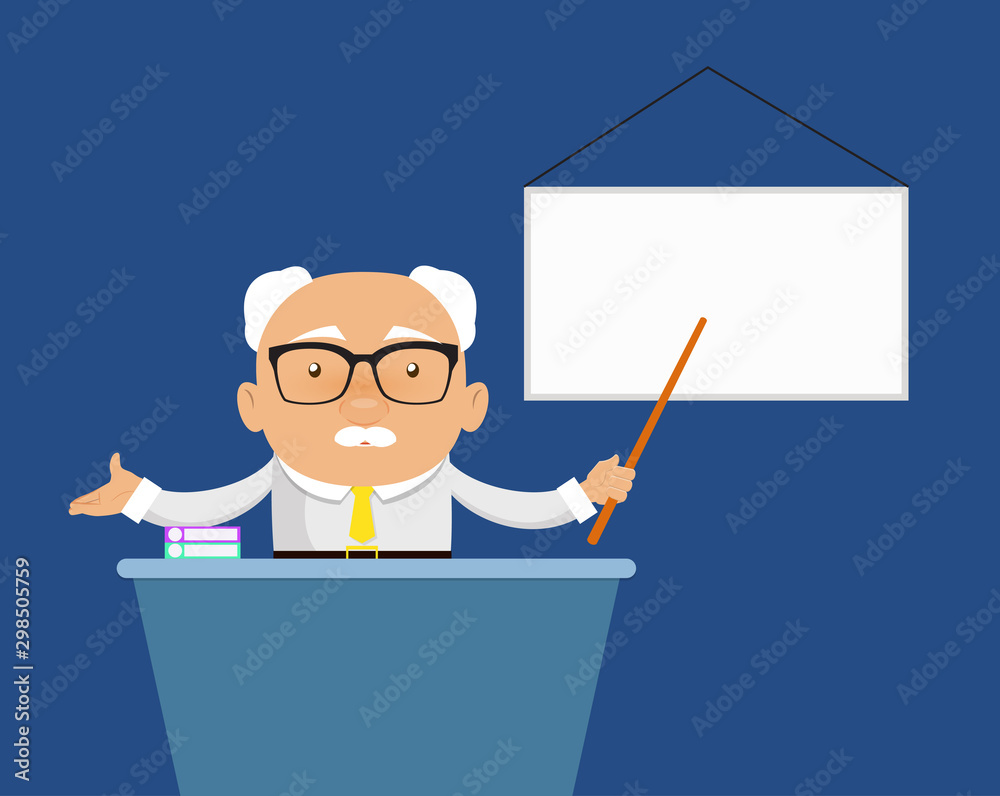 Old Boss Businessman - Presenting on White Board Old Boss Businessman - Presenting on White Board