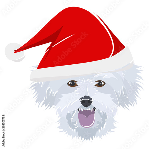 Illustration Malteser mit roter Weihnachtsmütze