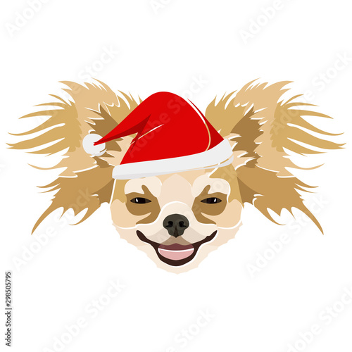 Illustration Chihuahua mit roter Weihnachtsmütze