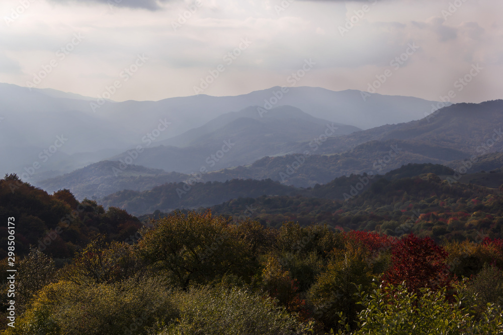Kakheti landscape, view of the Alazani Valley in autumn, Georgia Kakheti landscape, view of the Alazani Valley in autumn, Georgia