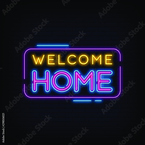 Welcome Home Neon Signs Style Text Vector