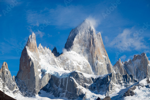 The Mount Fitzroy seen from the Laguna Capri, National Park de los Glaciares, Argentina