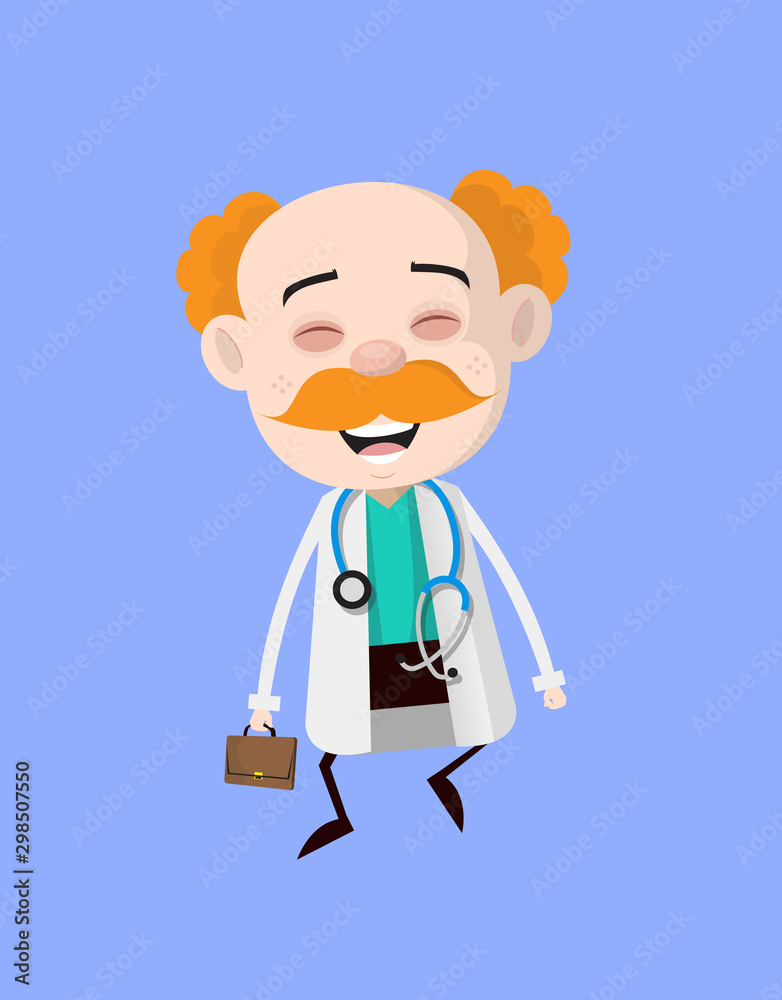 Fototapeta premium Medical Professional Doctor - Cheerful Face with Holding Suitcase