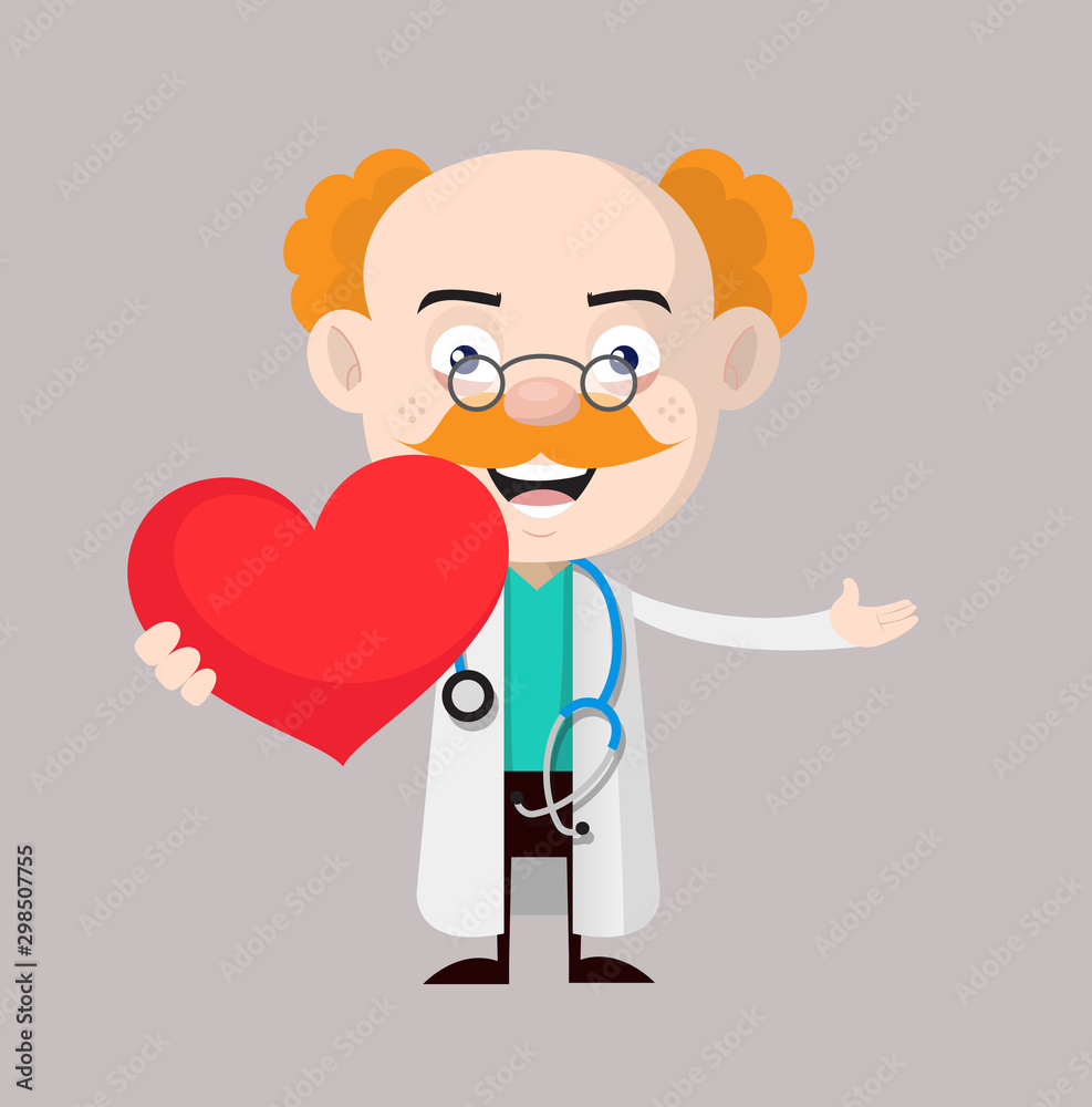 Medical Professional Doctor - Holding a Heart and Showing with Hand Medical Professional Doctor - Holding a Heart and Showing with Hand