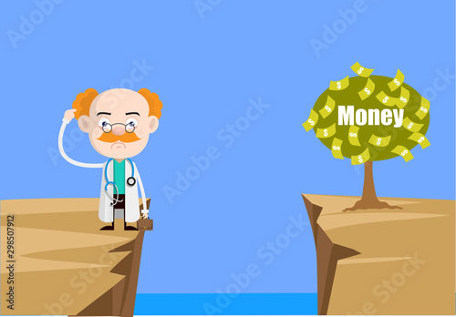 Medical Professional Doctor - Thinking How to Reach Close to Money Plant