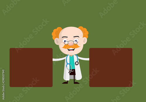 Medical Professional Doctor - Standing with Two Boards