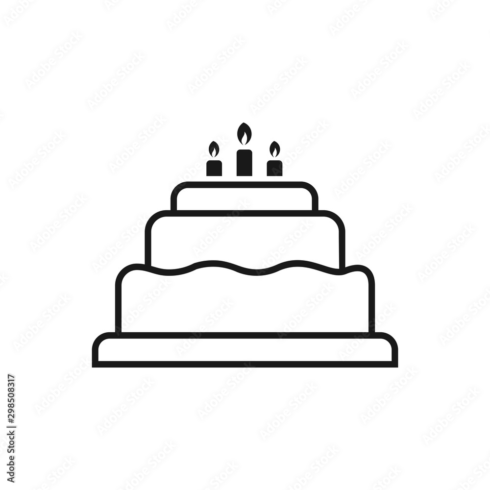 birthday line cake icon vector design template birthday line cake icon vector design template