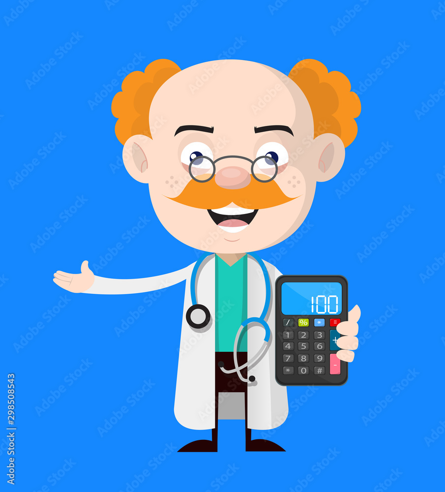 Medical Professional Doctor - Presenting a Calculator Medical Professional Doctor - Presenting a Calculator
