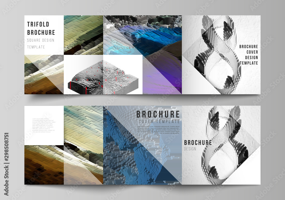 Vector Layout Of Square Format Covers Design Templates For Trifold Brochure Flyer Magazine Big Data Dynamic Geometric Background Cubes Pattern Design With Motion Effect 3d Technology Style Stock Vector Adobe Stock